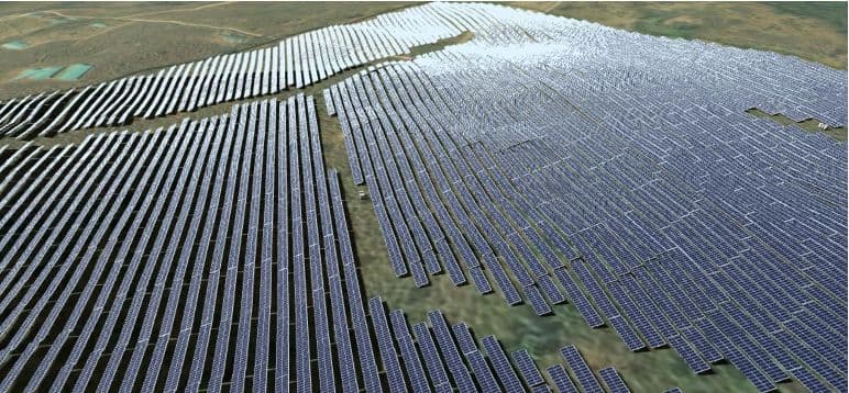 Aerial view of the Samrang utility-scale solar project site